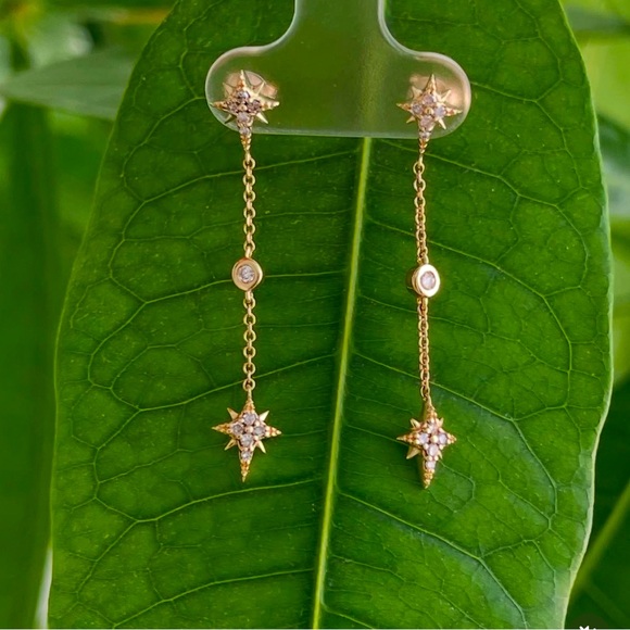 Stardrop solid gold and diamond earrings - Picture 1 of 4